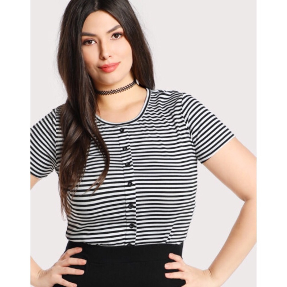 New Striped Button Down Tee